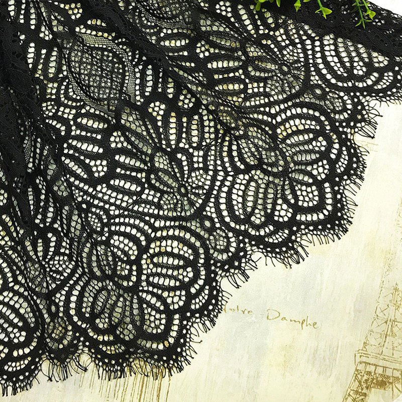 Lace Trim Wave Eyelash Nylon Lace Fabric for Bridal Wholesale Supplier 10